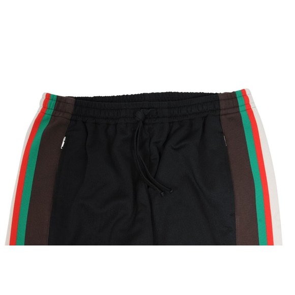 Gucci Mens Track Pants Large Black Green Red Stripped Drawstring Cotton Joggers - Picture 4 of 10
